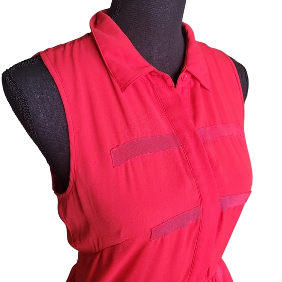 Sachin + Babi | Red Tiered Habitual Shirt Retro Preppy Dress - Picture 5 of 15